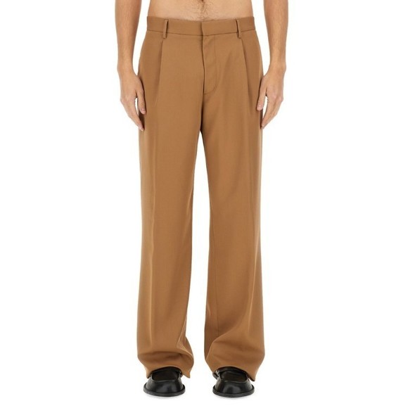 Lardini High-Waisted Brown Virgin Wool Pants - NWT